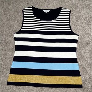 Exclusively Misook Striped Metallic Tank Top Size XL